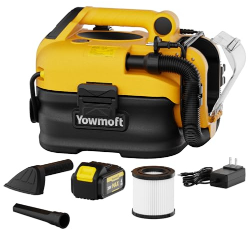 3 in 1 Shop Vac Cordless and Corded, Versatile Power Source with Tire Inflator and Blower Function, 2.5 Gallon Portable Shop Vacuum Wet and Dry for Dewalt 20V Battery, Small Shop Vac (with Battery)