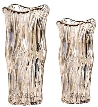 KNUFENG Florero De Cristal, Florero De Cristal Transparente Fashiona, Florero De Decoración Artística para Rosas, Lirios, Tulipanes, Orquídeas, Cuentas De Jade, Juego De 2(Color:CC1)
