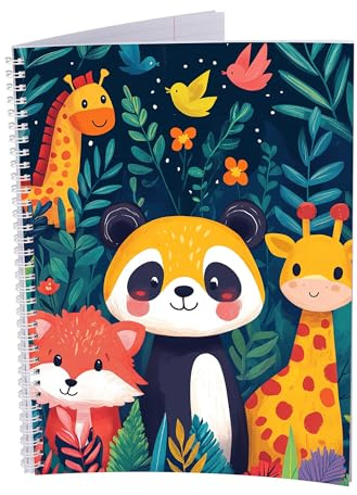 Collegeblock A4 - 5 Stück - 80 Blatt - Kariert - Tiere bei Nacht - 80g | Collegeblock DIN A4, 5 Stück, 80 Blatt, kariert, 80 g/m² Papier