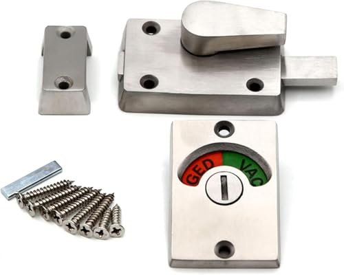 Flylin Latch Indicating Lock, Vacant Occupied Bathroom Privacy Lock | Zinc Alloy Indicator Bolt, Vacant/Engaged Toilet Partition Lock, Privacy Door Latch for WC Restroom