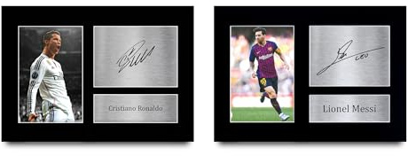 HWC Trading Messi & Ronaldo Geschenke Gedrucktes Signiertes Autogramm Foto für Fußball Anhänger and Fans - A4