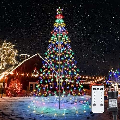 iBaycon Weihnachtsbeleuchtung Außen mit Stern 3.87M 568 LED Bunt