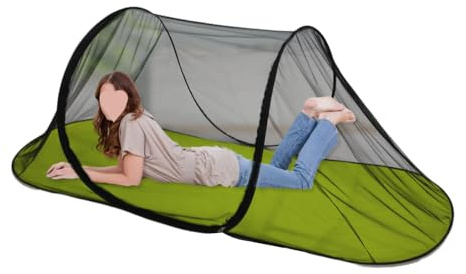 Treer Moustiquaire de Voyage Pliable Pop-Up, Tente Moustiquaire pour Lit Simple, Protection à 360 °, Respirant, Portable Tente de Camping avec Fermeture Éclair (Vert,200x70x72cm)