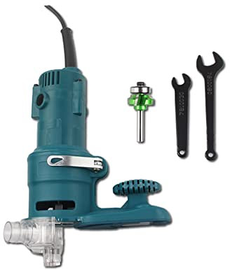 Fresadora de Madera Rebajadora Eléctrica, Máquina cortadora eléctrica con enrutador de madera for recolección de polvo, cortador de bordes for carpintería y herramientas de corte de PVC(R1 trimmer kit