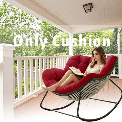 DLLDLGG Patio Egg Rocking Chair Cushion, Papasan Chair Cushion, Rattan Wicker Lounge Chair Cushion, Thicken Egg Chair Cushion with Ties for Patio Royal Rocking Chair(Only Cushion)