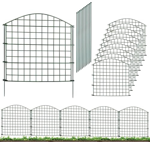 Clôtures de jardin 10 panneaux -78cm H x 78cm L +11 pôles, chien de barrière animale, clôture haute en métal pour l'étang, piscine, bordure de clôture temporaire à usage lourd pour cour extérieure