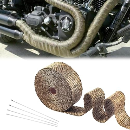 Cutiolly Nastro Termico Isolante,Benda Termica Moto,5M Benda Termica per Scarico Marmitta,Protezione Calore Nastro,per Collettori di Scarico Moto e Auto (Colore Titanio)