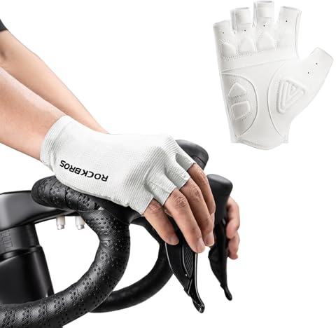 ROCKBROS Guantes Ciclismo Medio Dedo para Hombres y Mujeres, Guantes Cortos de Verano Transpirable y Antideslizante con Acolchado SBR para Carretera y MTB