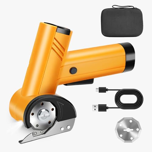 Kartonschneider Elektrisch | 4 Volt, universeller Schnitt für Karton, Stoff, Teppich, Leder, Filz, mit 2 Klingen