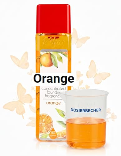 Wäscheparfüm Orange 200ml – Langanhaltender Duft für 80 Wäschen – Inklusive Präziser Dosierbecher – Ersatz für Weichspüler