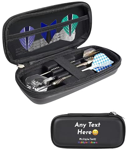 FULLY MERCHED Personalised Darts Case with Custom Text – Dart Holder Case for 3 Darts – Compact Travel Storage Pouch – Custom Gift for Darts Players, Men & Women