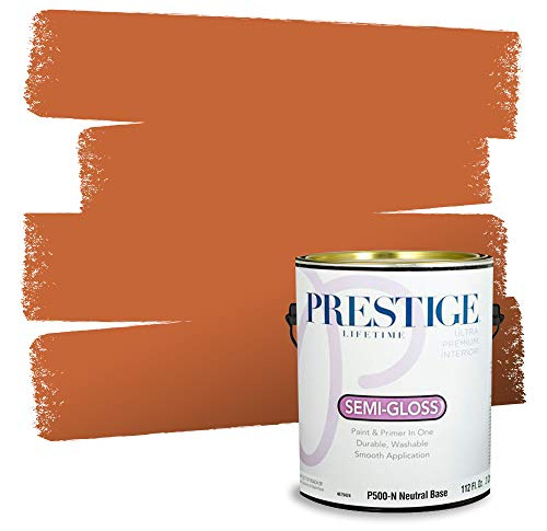 PRESTIGE Paints Interior Paint and Primer In One, 1-Gallon, Semi-Gloss, Comparable Match of Sherwin Williams* Determined Orange*