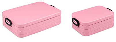 Mepal | Take a Break Duo Pack | Brotdose To Go | Lunchboxen für 2 bis 4 Sandwiches oder 4 bis 8 Brotscheiben | ideal für Meal Prep | Essenbox mit Unterteilung | Nordic pink