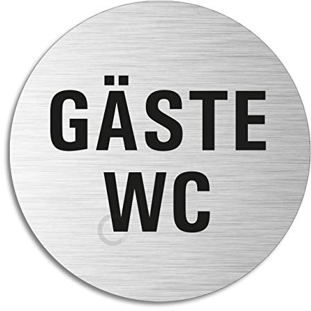 Schild Gäste WC Ø 75 mm Aluminiumschild gebürstet Edelstahloptik selbstklebend 39006-S