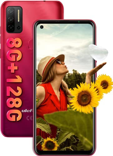Ulefone Android 11 Smartphone ohne Vertrag, Note 11P 4G Handy, Helio P60 Octa-Core 8GB+128GB, Dual-SIM + Dedizierte 2TB SD-Erweiterung, 48MP Quad-Kamera,6,55’’ HD+ Bildschirm, Fingerabdruck Rot