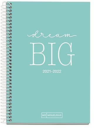 MIQUELRIUS - Agenda scolaire 2021-2022 - Format ACTIVA 11,7 x 17,4 cm, Semaine Vista, Write Bleu, Langue italienne