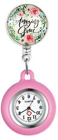 Avaner Krankenschwesteruhr Pflegeruhr Analog Quarzwerk FOB Ansteckuhr mit Pin/Clip Arzt Doktor Medical Taschenuhr aus Silikon