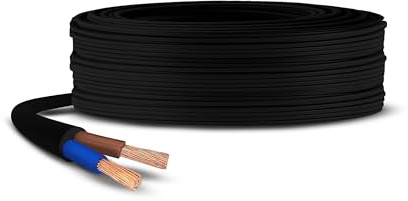 2 Core Black 3182Y Flexible PVC Electrical Mains Cable BASEC Approved, 0.75mm(3 Meter)