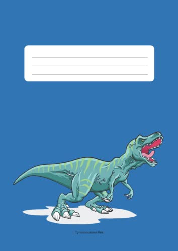 Schulheft DIN A4 Lineatur 7 Tyrannosaurus Rex / T-Rex Dinosaurier blau: Rechenheft kariert 7mmx7mm (Dino Schulhefte)