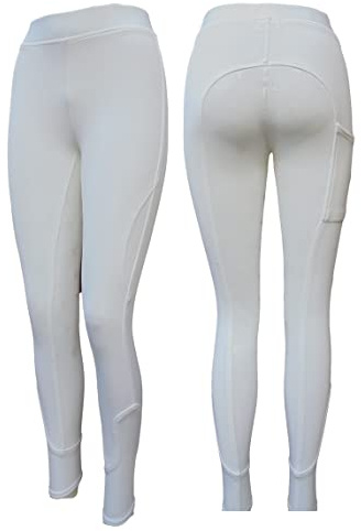 Canter Childrens Full Seat Silicone Star Riding Tights with Pocket Kids Jodhpurs Jods