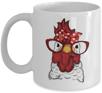 Kaffeetasse Lustige Hahn Henne trägt Bandana Landwirtschaft
