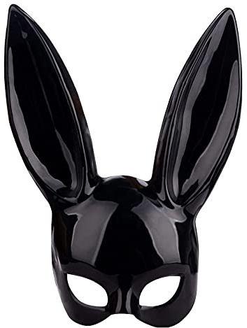 Fiorky Svart öron kaninmask, kvinnor maskerad kaninmask, anime cosplay heltäckande ansiktshuvudbonad, kaninmask cosplay mask festrekvisita för födelsedag påsk halloween kväll fest kostym tillbehör