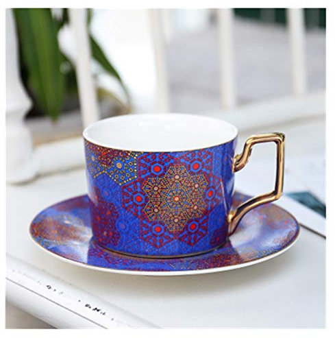 ZJCNHY Tasse de café Marocaine et Soucoupe en céramique Cappuccino après-midi Tasse de thé 250ml Service à Café 601 (Color : Morocco I)