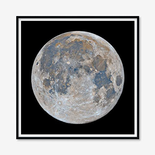 Astrography Poster gedruckt The Full Moon - Wandkunst Weltraum Deko für Büro, Wohnzimmer, Schlafzimmer - Perfekt NASA und Astronomie thematische Geschenke (classic, 100 x 100 cm)