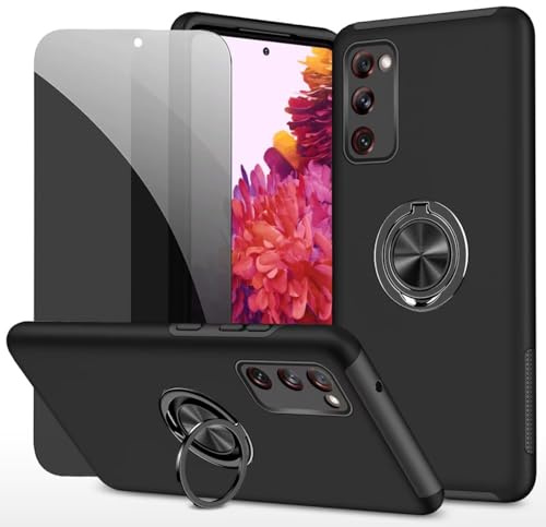 Dechyi Sichtschutz hülle für Samsung Galaxy S20 FE Schwarz Handyhülle mit Anti-Spähen aus gehärtetem Glas Displayschutzfolie mit Ringhalterung stoßfest, Kratzfest strapazierfähig Schutzhülle