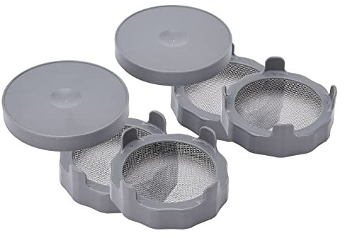 Coolpala 6 Stück Keimdeckel mit Edelstahl-Bildschirm, 86 mm Kunststoff-Sprossen-Deckel für Einmachgläser mit breiter Öffnung, Einmachgläser, Alfalfa, Salatkohl