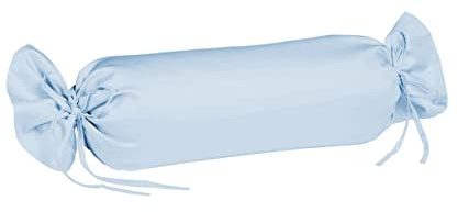 sleepling Satin Kissenbezug, Kissenhülle Nackenrolle aus 100% seidig weicher Baumwolle, Bezug Zierkissen, 60 Grad, Ökotex 100, Made in EU, 15 x 40 cm, bleu