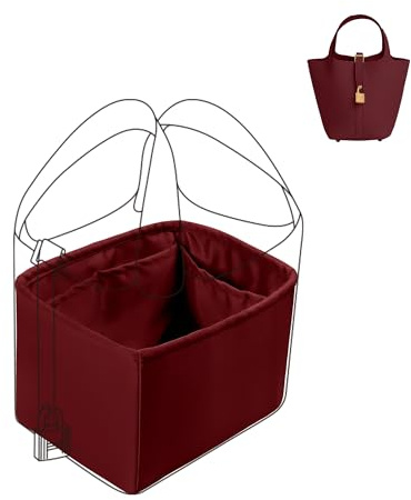 DGAZ Silke handväska arrangör för picotin 14/18/22/26, väskorganiserare väska i väska arrangör, väskformare insats med innerficka (rouge h, PC18)