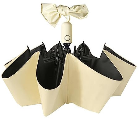 choedii Sun Umbrella UV protection Compact Portable Parasol Travel Rain Umbrella For Walking Women Waterproof Folding Umbrella 8 Ribs (AUTO Cream)