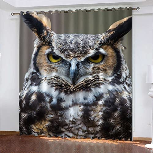 NGOCVN Blickdichte Vorhänge, Verdunkelungsvorhang - Tierische Eule - Blickdichter Vorhang Mit Ösen, Polyester Mit 3D-Druck, Für Schlafzimmer, Geräuschreduzierung 2 St 170 X 200 cm / (B) X (H)