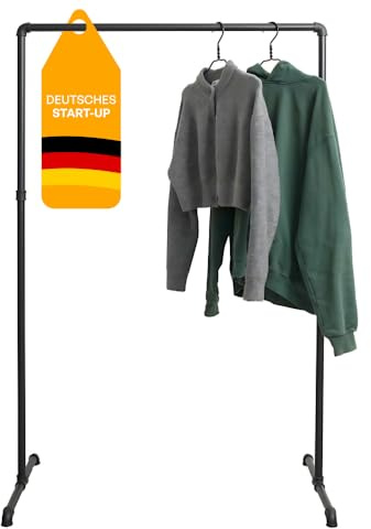 Kleidereisen industrial Garderobe freistehend - begehbarer Kleiderschrank für das Schlafzimmer - Garderobenständer schwarz für den Flur oder das Ankleidezimmer