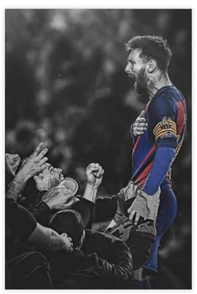 Lionel Messi Fußball-Poster, Motivationsposter für Jungen-Schlafzimmer, Wand, 7 Leinwand-Poster, Wandkunst, Dekor, Bild, Gemälde für Wohnzimmer, Schlafzimmer, Dekoration, ungerahmt, 30 x 45 cm