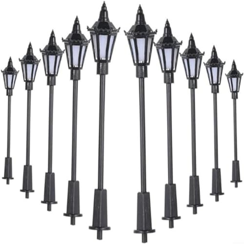 CWOQOCW 10 Stück LED Miniatur-Straßenlaterne Modell Gauge H0 TT 00 Einstellbare Länge für Lampe Beleuchtung Park Modell Eisenbahn Landschaft DIY Ökologische Flasche
