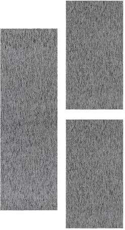 Carpetsale24 Bettumrandung Schlafzimmer 3 teilig Moderne Kurzflor Teppich Grau Bettvorleger Schlafzimmer Bettset: 2 St. 60x100 cm | 1 St. 80x150 cm - Schlingen Teppich Läufer Set