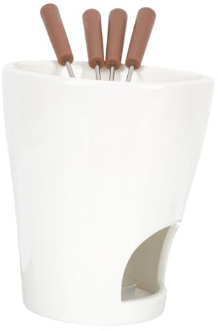 Zerodeko Chocolate Melting Furnace Ceramic Fondue Pot for Butter Cheese Melting for Fondue Parties and Home Use