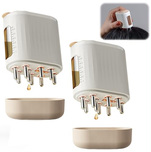 2-In-1 ElektrischHaaröL Applikator Und Kopfhaut MassagebüRste, Kopfmassage BüRste für Haarwachstum, Haare MassagebüRste Hair Oil Applicator Bottle Haarbehandlung Medizin äTherisches öL Serum (2 Stück)