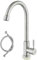 HUAHOMDY Kaltwasserhahn Wasserhahn Küche Edelstahl 360° schwenkbarnur Kaltwass Edelstahl Einhebelmischer mit 60cm Anschlussschläuchen Küchenarmatur für Kücheund Garten Gebürstetes Nickel
