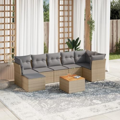SECOLI Conjunto de muebles de jardín de ratán con espacio de almacenamiento, XXL, muebles de terraza, sofá de salón, grupo de asientos de ratán, muebles de esquina, juego de muebles de balcón, color