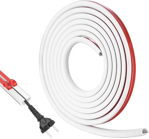 Mini Kabelkanal Selbstklebend, 3 Meter Kabelkanäle, Flexible Kabelabdeckung Wand Decke,Kabelbrücke Boden, Halbrund Kabel Kanal Weiß Flach für Kabel Verstecken von 1 Kabelschutz Kabelschacht Weiss