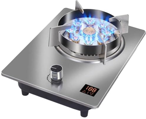 THEGA Fornello A Gas Portatile da 7,2KW 1 Fuoco - Fornello A Gas in Acciaio Inossidabile, con Funzione Timer Fornello A Gas da Campeggio, Cucine A Gas da Tavolo E da Incasso, Bruciatore Domestico(NG)