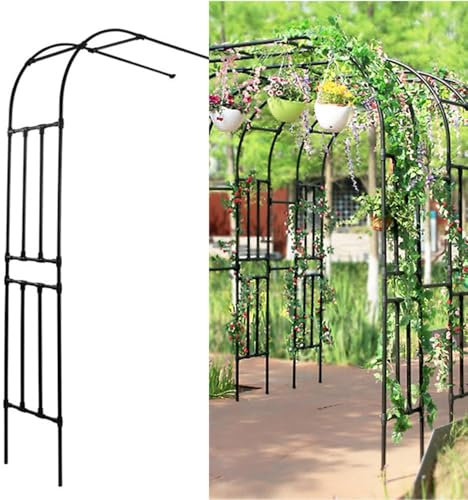 CCVVBFD Rosenbogen Gartenbogen, Schwarzer Rosenbogen aus Metall Stabil, Halbrosenbogen für Verschiedene Kletterpflanzen, Wetterfest Pflanzen Rankhilfe,Black-2.3 * 2.4cm