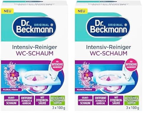 Dr. Beckmann Aktivkohle Wc-Schaum | Selbstaktivierender Schaum 3x 100 g | Floral Fres (Packung mit 2)