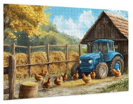 Bauernhof Puzzle 2000 Teile Erwachsene Puzzle Traktor Muster Design mit Geschenkbox-Verpackung als Geschenk für Frauen, Anspruchsvolle Familienaktivität für Anfänger, Zimmer Deko 99 x 70 cm -2189y
