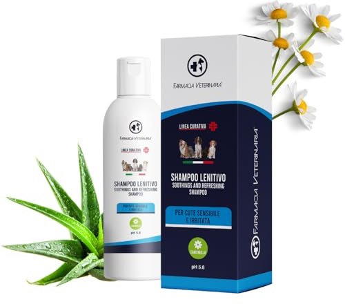 FARMACIA VETERINARIA Shampoo Lenitivo per Cani Dermatite 250ml | Formula delicata pH bilanciato per cute secca o irritata. Ideale per uso frequente, lascia il pelo morbido e sano.