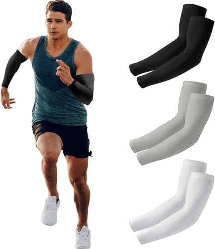 COYUN 3 paia Manicotti Braccia Anti UV Manicotto Braccio, Manicotti Sportivi, Maniche per Braccia Copri Tatuaggi per Uomo Manicotti Pallavolo Ideali per Ciclismo Calcio Padel Beach Volley