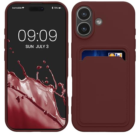 kwmobile Fodral kompatibelt med iPhone 17 Fodral - Mobiltelefon Bakfodral med Korthållare - Mjuk TPU Silikon Fawn Red